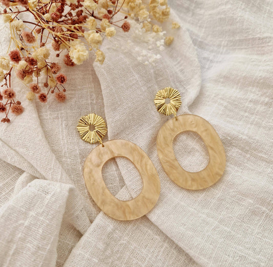 Boucles d'oreilles Ovale beige nacré