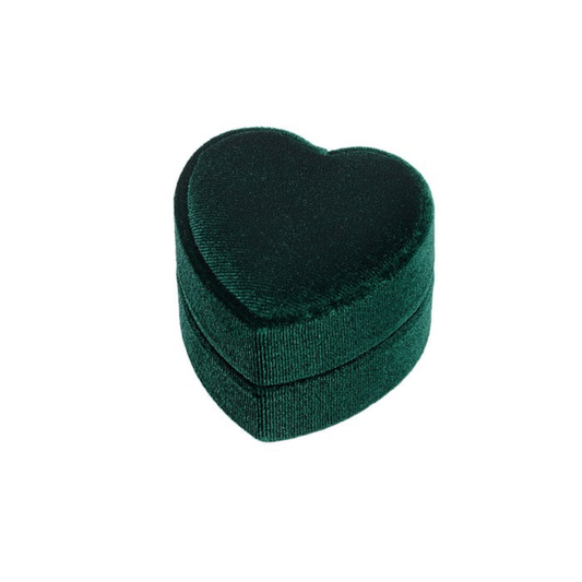 Boîte à bagues en velours cœur vert: Verts / 1