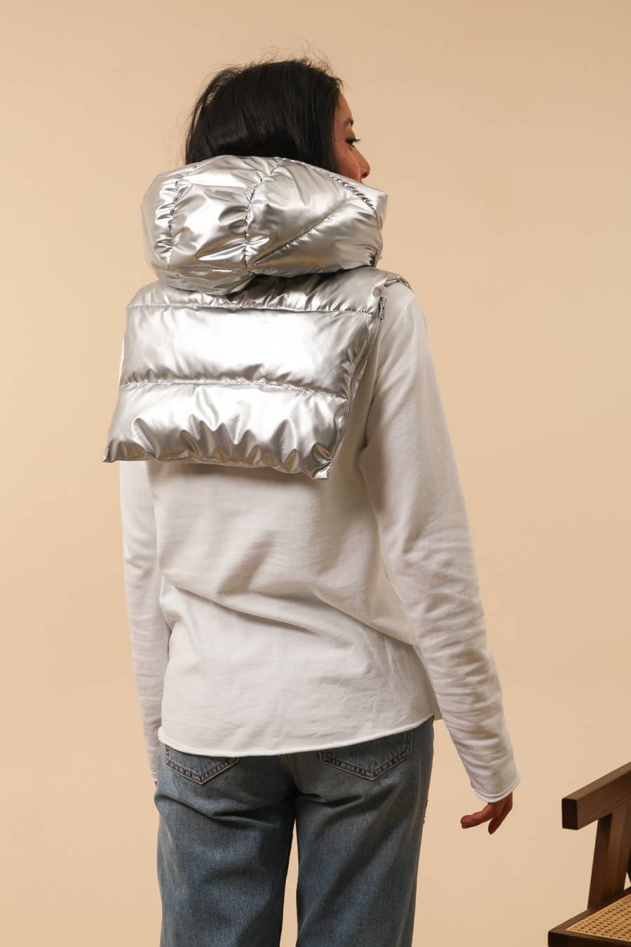 Capuche doudoune imperméable réversible : Acier