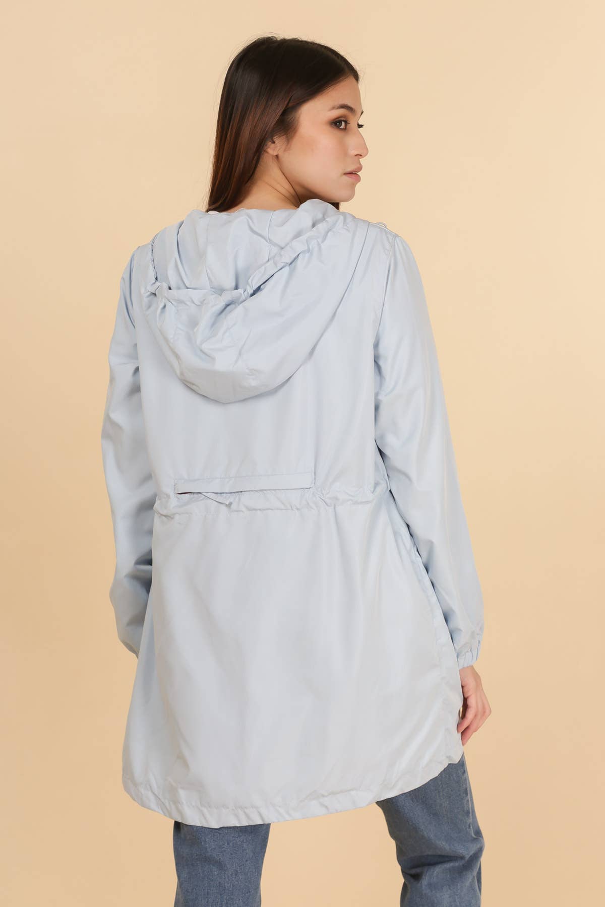 Coupe-vent long mat coupe droit avec zip coloré (empochable): Bleu clair - DupontDupont