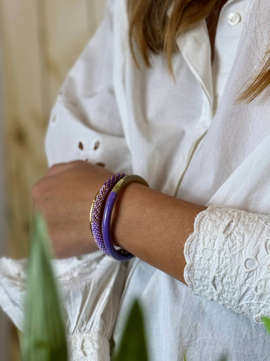 Jonc laqué en corne de buffle Lavande