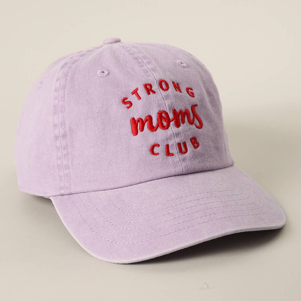 Casquette coton brodée "Strong Moms Club" Rose