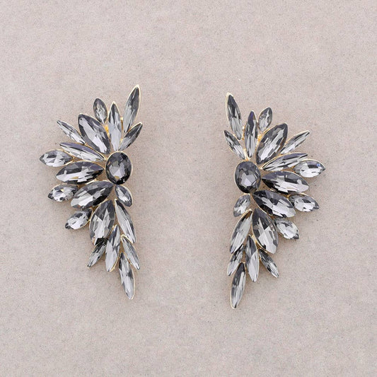 Boucles d'oreilles aile en cristal: Gris