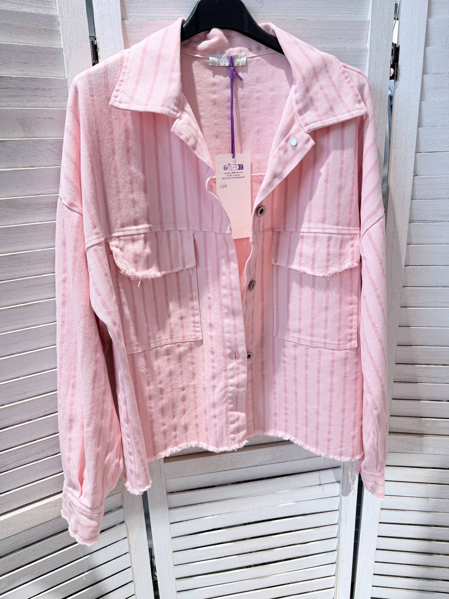 Veste rayée en coton Rose