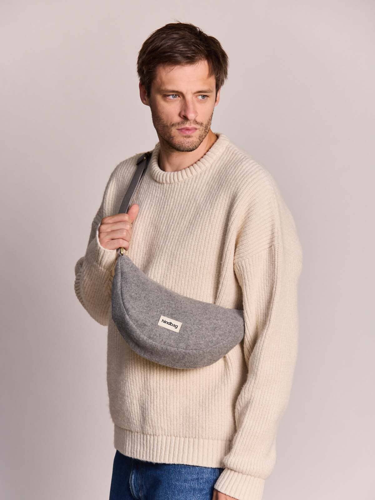 Sac bandoulière Andrea effet lainé granite