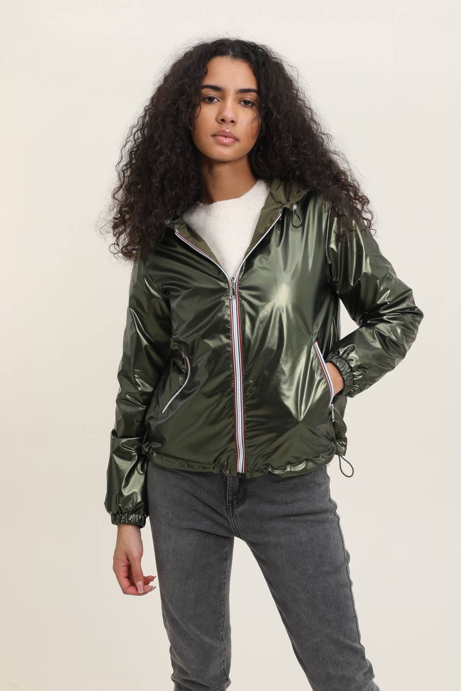 Veste imperméable réversible courte à capuche Kaki - DupontDupont