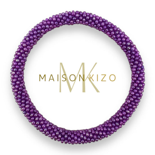 Bracelet népalais perles violettes V11