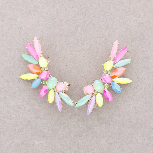 Boucles d'oreilles ailes en cristal: Fuchsia