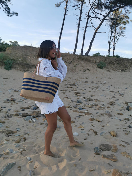Sac de plage en toile de jute