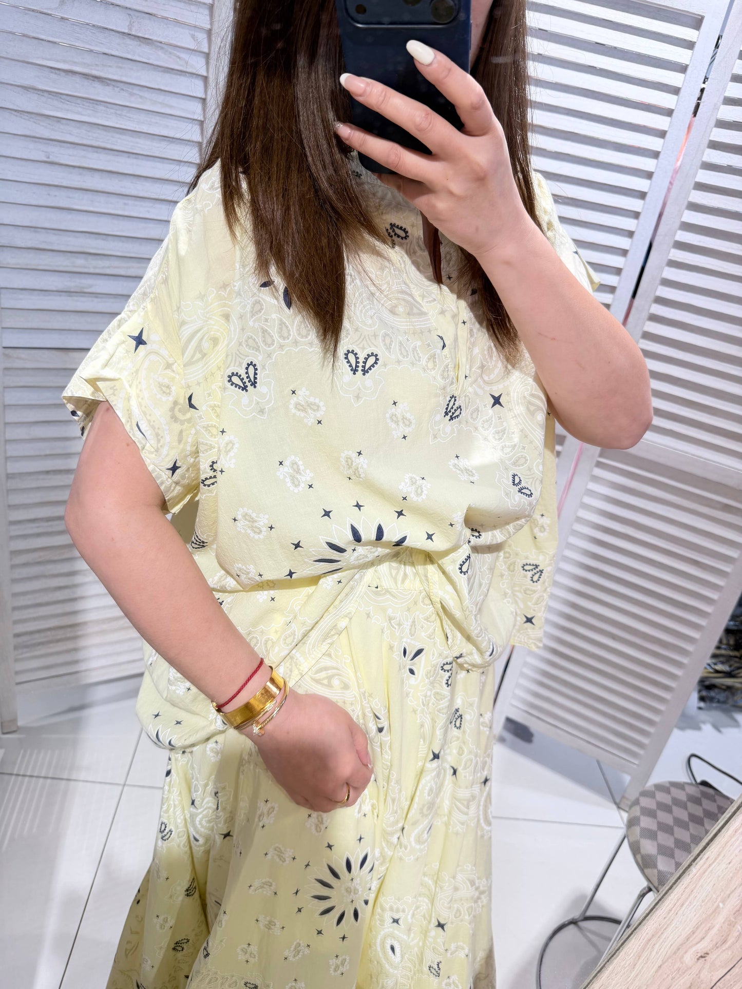 Ensemble imprimé 100% coton: Jaune / TU
