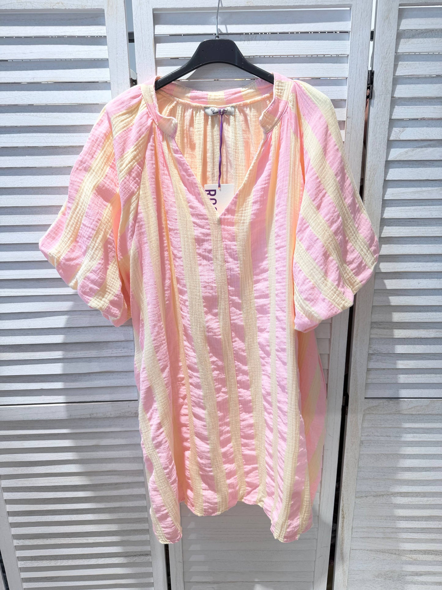 Robe rayée 100% coton: rose / TU