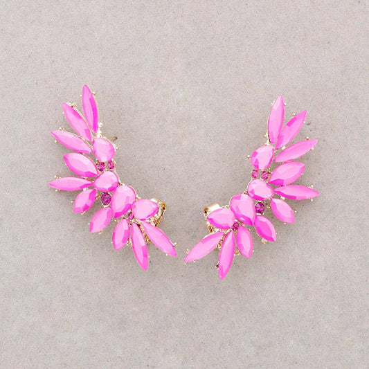 Boucles d'oreilles ailes en cristal: Fuchsia