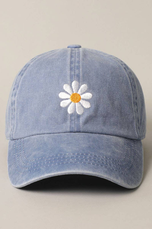 Casquette brodée Daisy bleu
