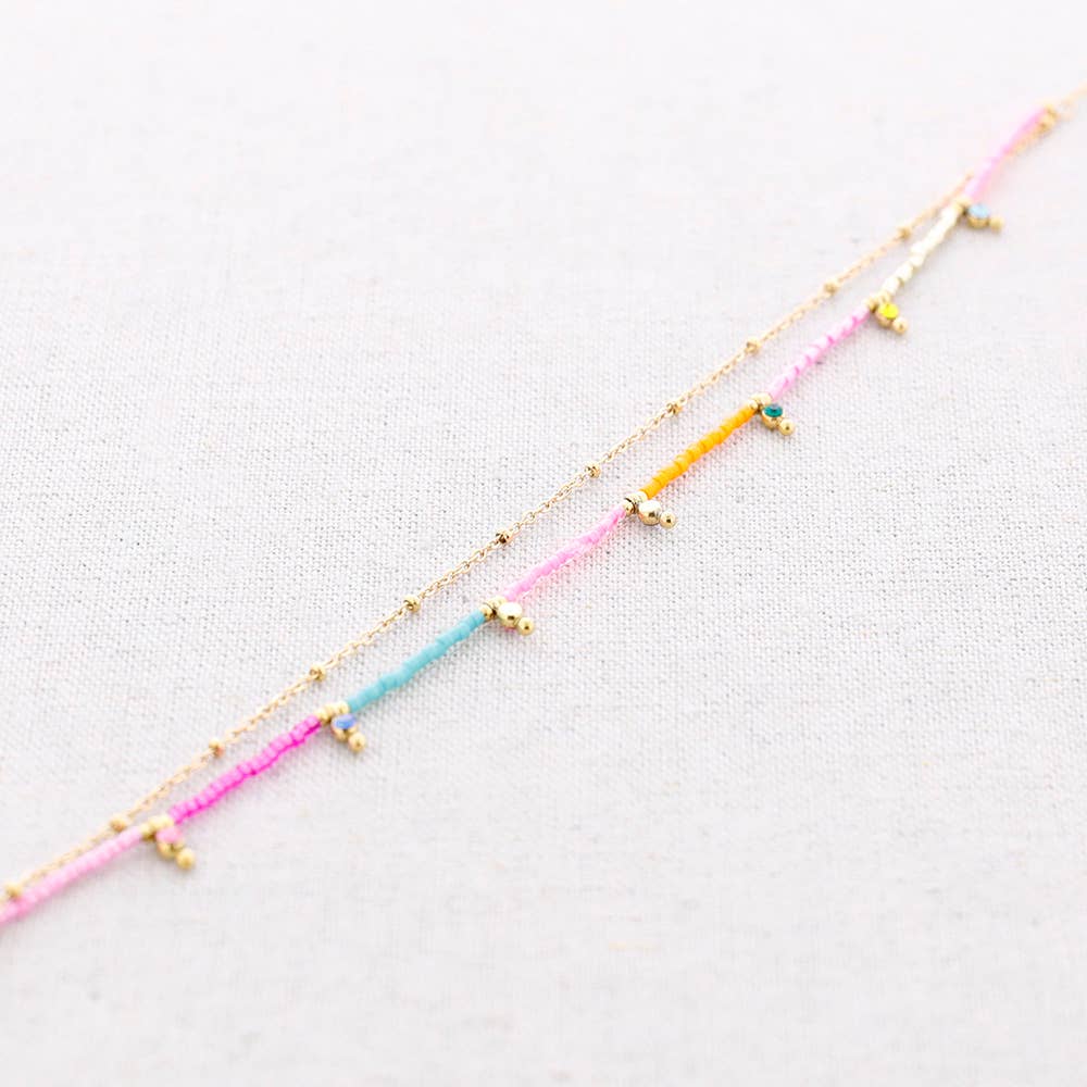 Bracelet de cheville en acier Miyuki à double perles: Combiné 4