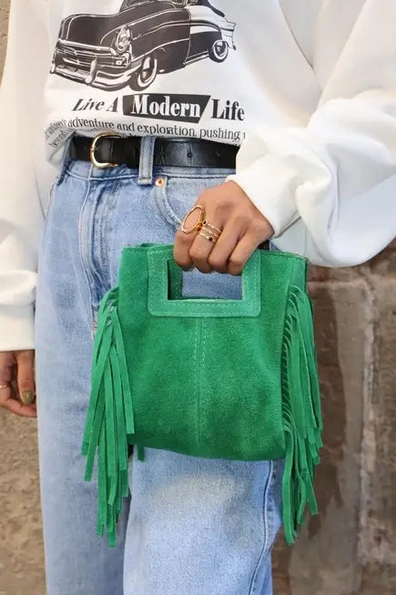 Sac en daim suédé vert