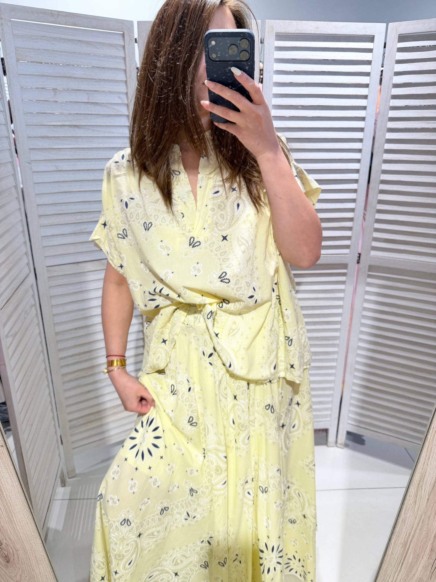 Ensemble imprimé 100% coton: Jaune / TU