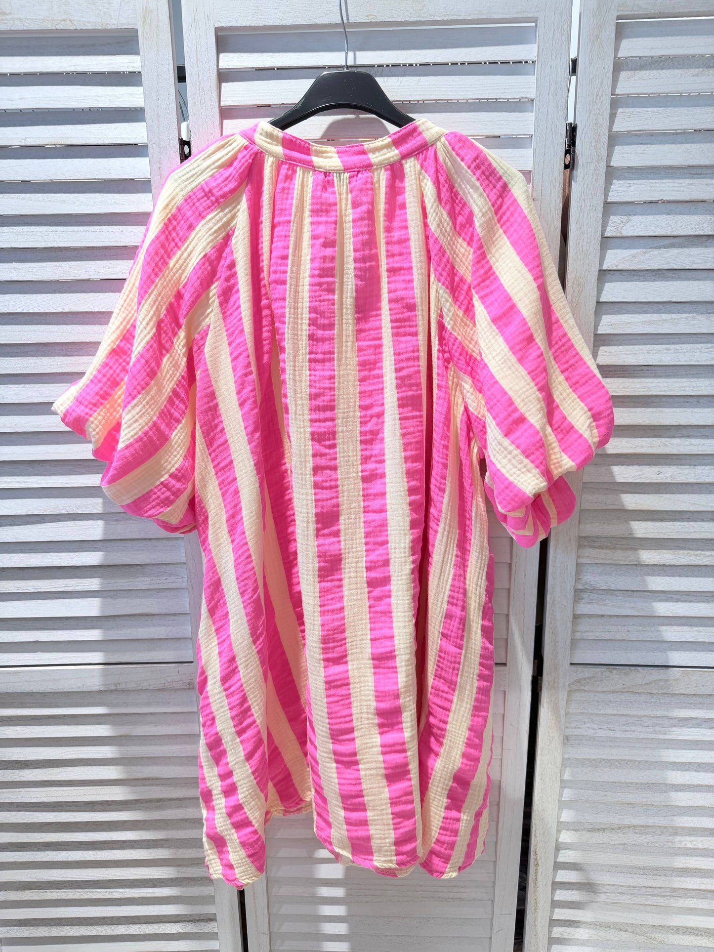Robe courte à rayures: Jaune / Fushia