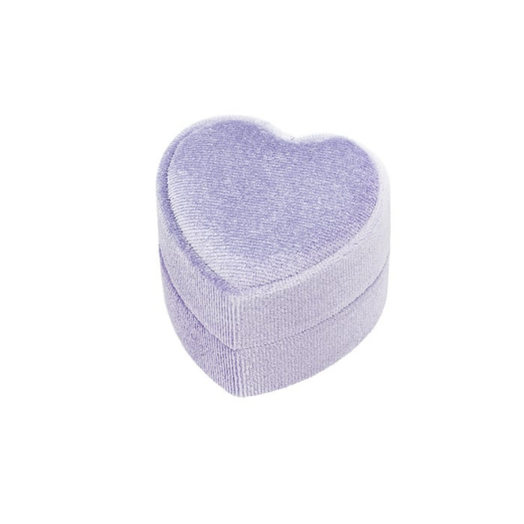 Boîte à bagues en velours cœur lilas: Violet