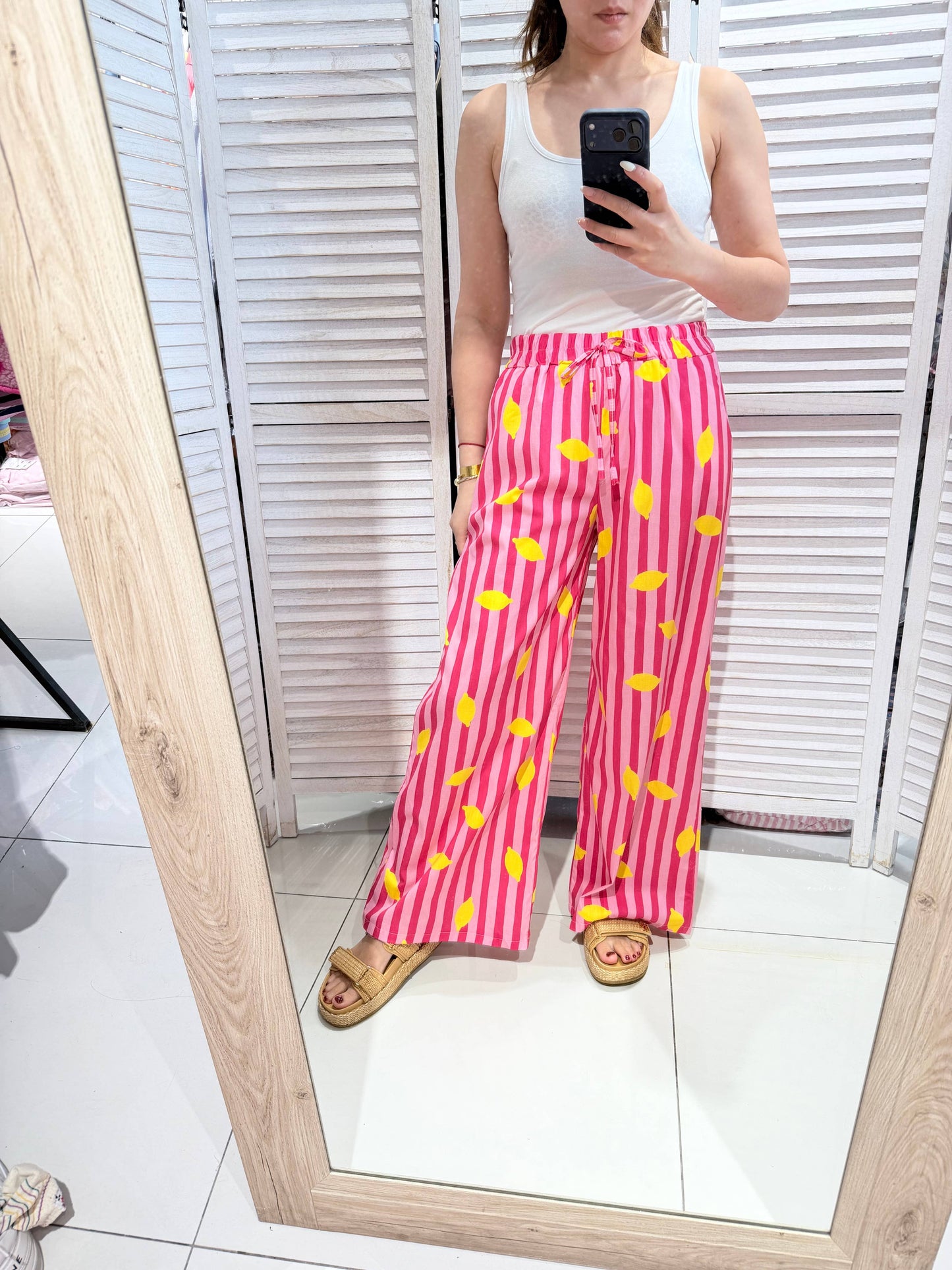 Pantalons rayés imprimés: Rose / TU