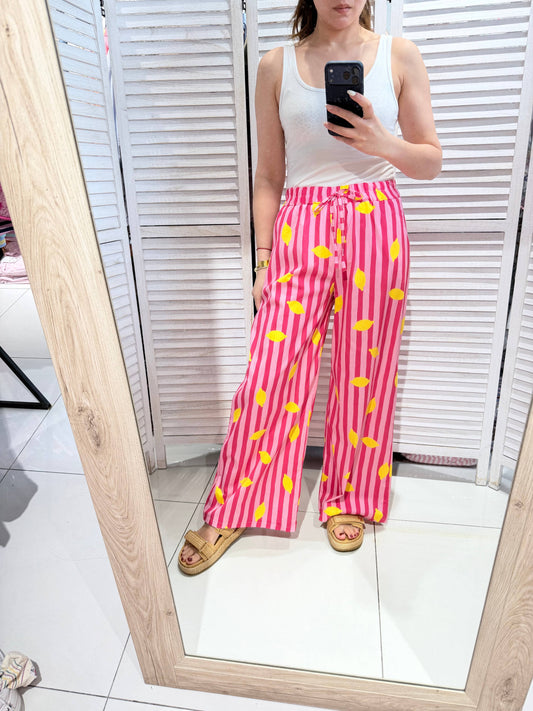 Pantalons rayés imprimés: Rose / TU