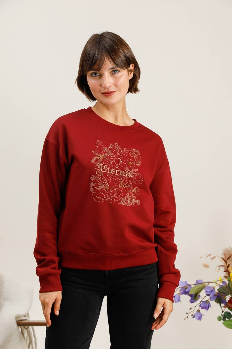 Sweat broderie florale