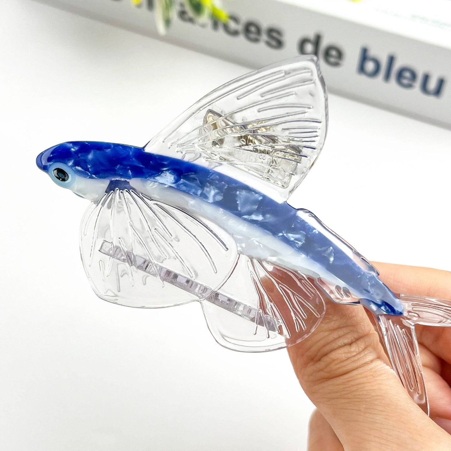 Pince à cheveux en acétate poisson tropical