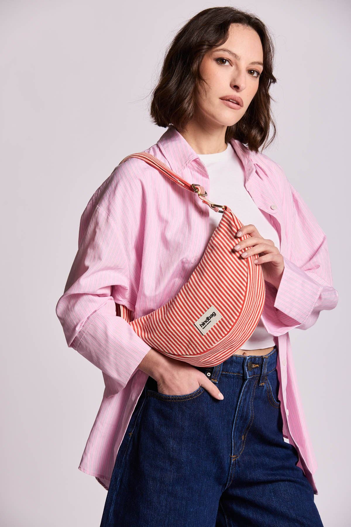 Sac Bandoulière Andrea Rayures rouge