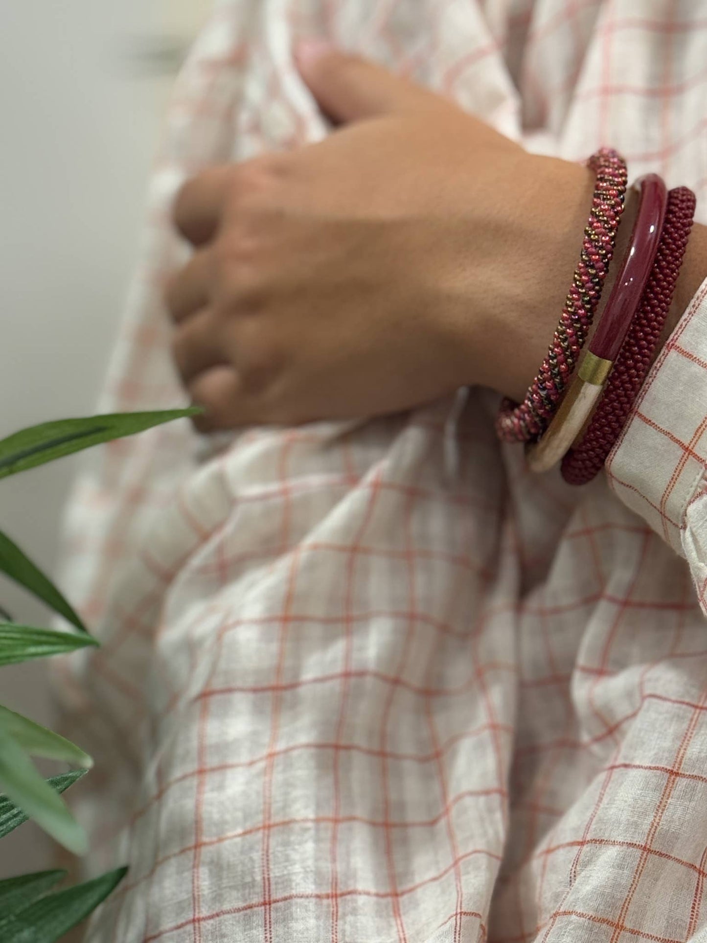 Bracelet népalais Bordeaux B52