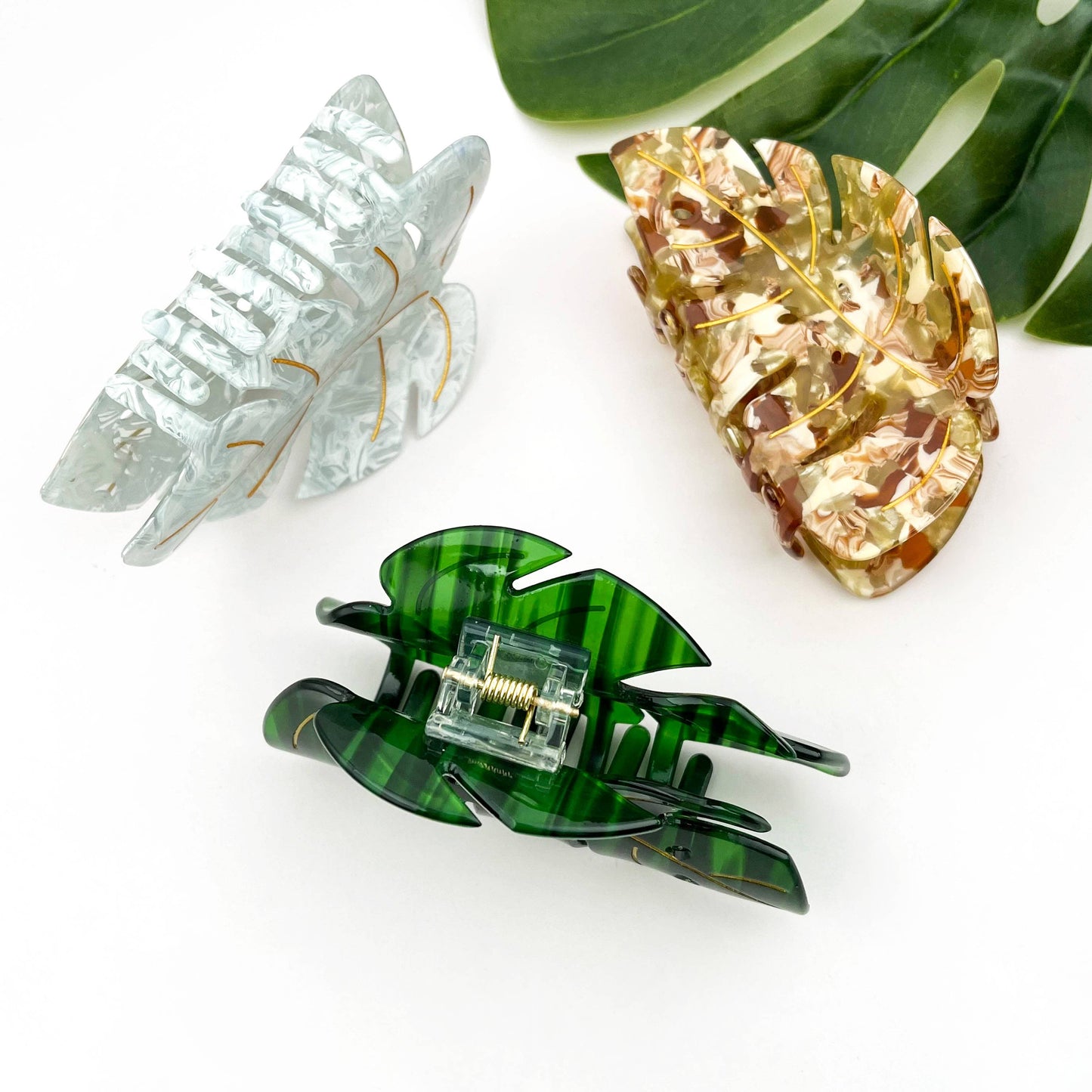 Pince à cheveux feuille monstera