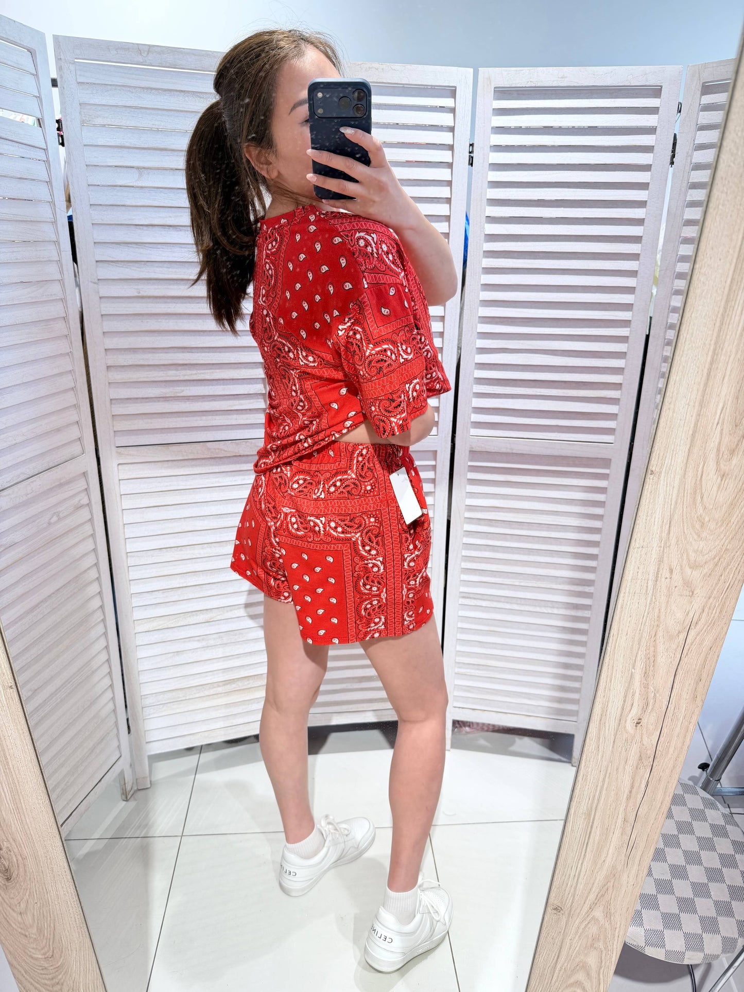 Short imprimé bandana: Rouge / TU
