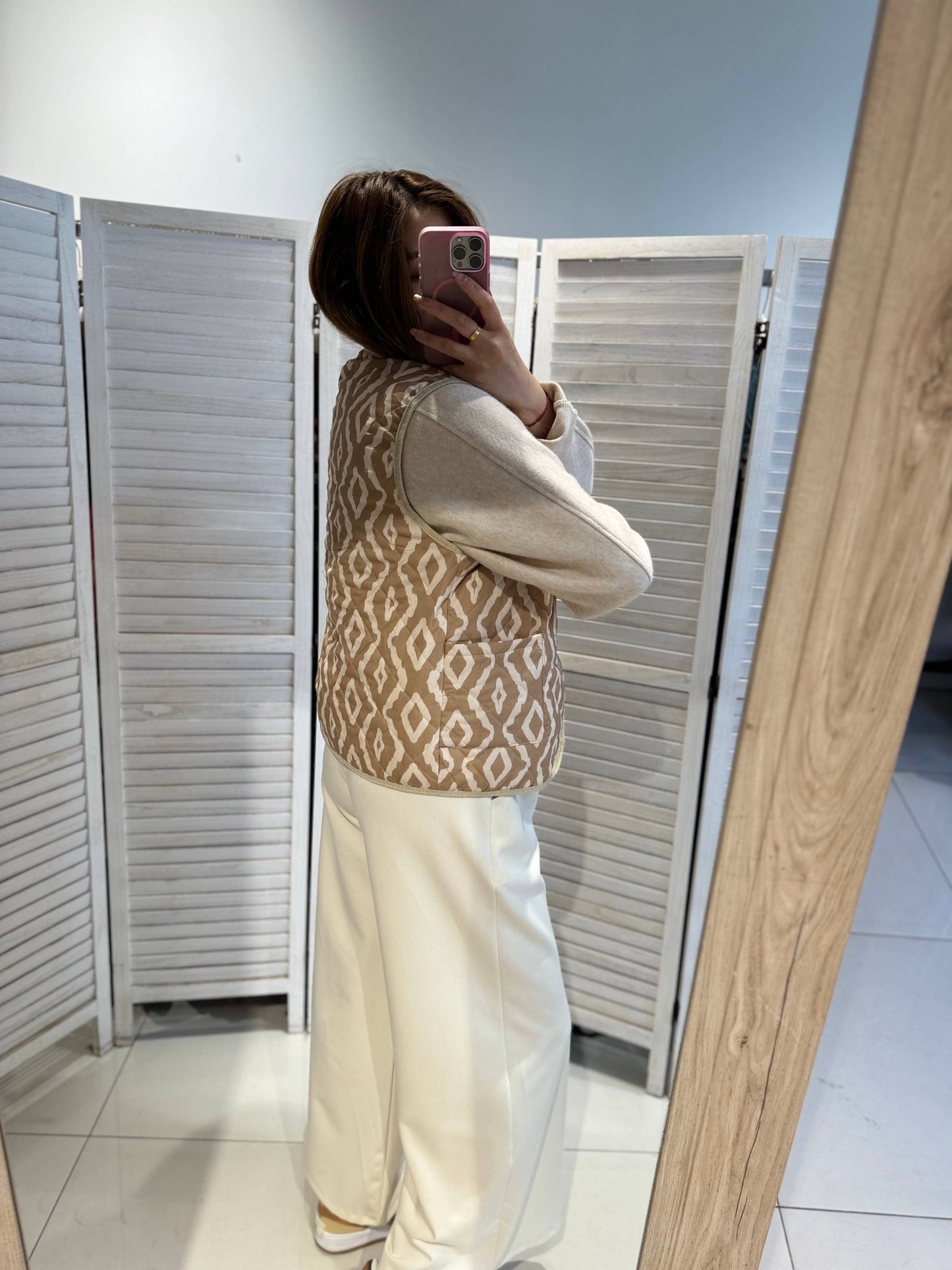 Gilet brodé léger pour femmes - gia044beige