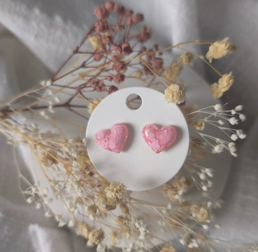 Boucle d'oreille puce Mini coeur (couleurs au choix): Rose pastel - DupontDupont