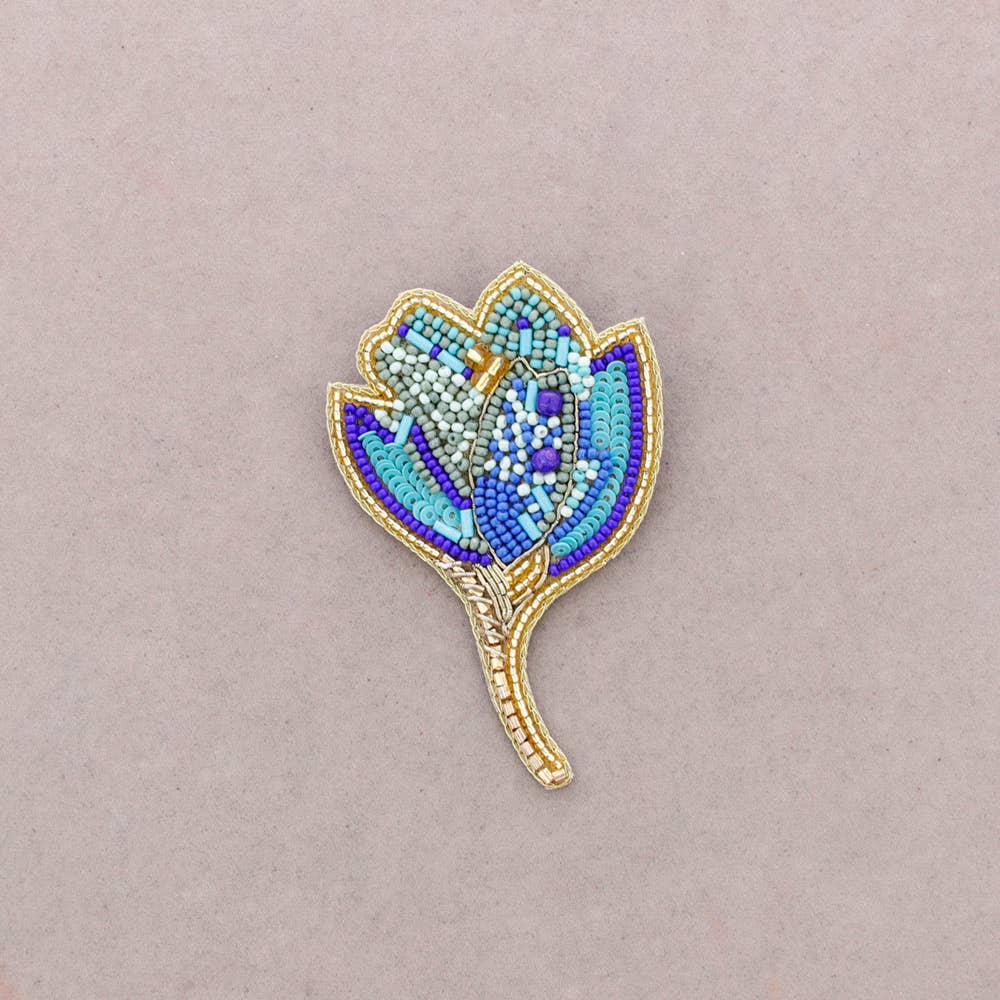 Broche Fleur Perles: Dorado