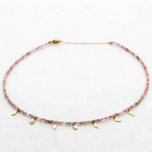 Collier Feuilles Rose