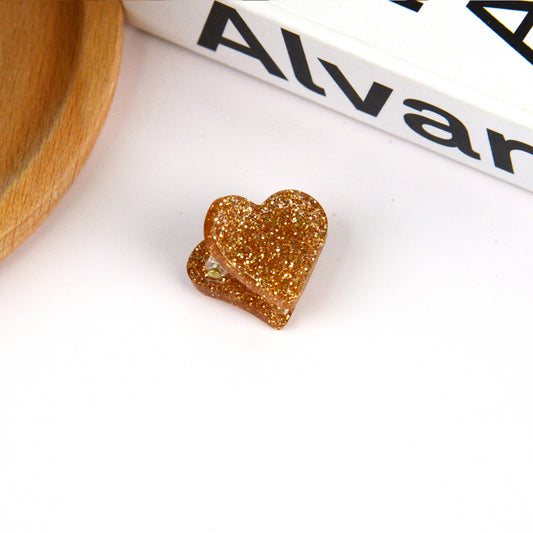 Mini pince a cheveux Coeur pailleté marron - DupontDupont