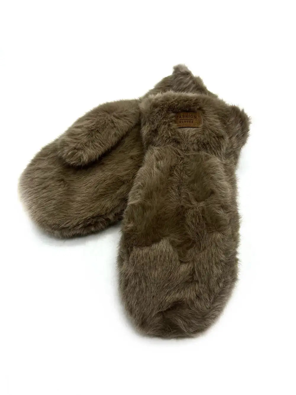 ST-3017 Gant moufle en fausse fourrure synthétique uni  : Camel