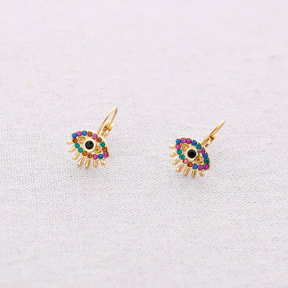 Boucles d'oreilles Acier Œil Turc Cristaux: Multicolore
