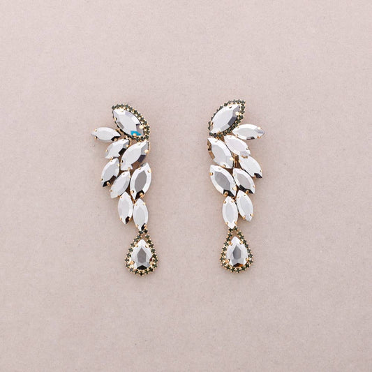 Boucles d'oreilles plumes cristal Gris