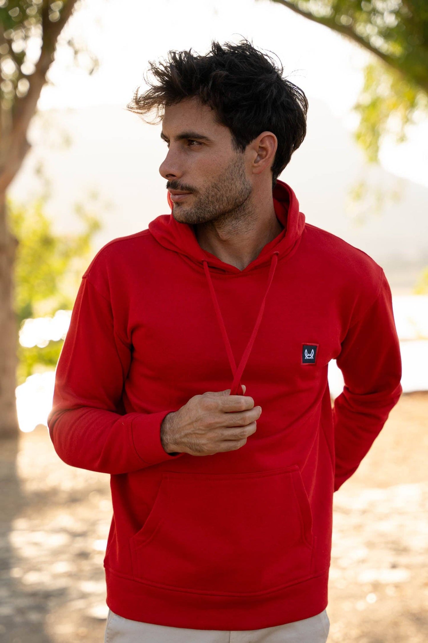 Sweat à Capuche Patch Rouge: Rouge / M