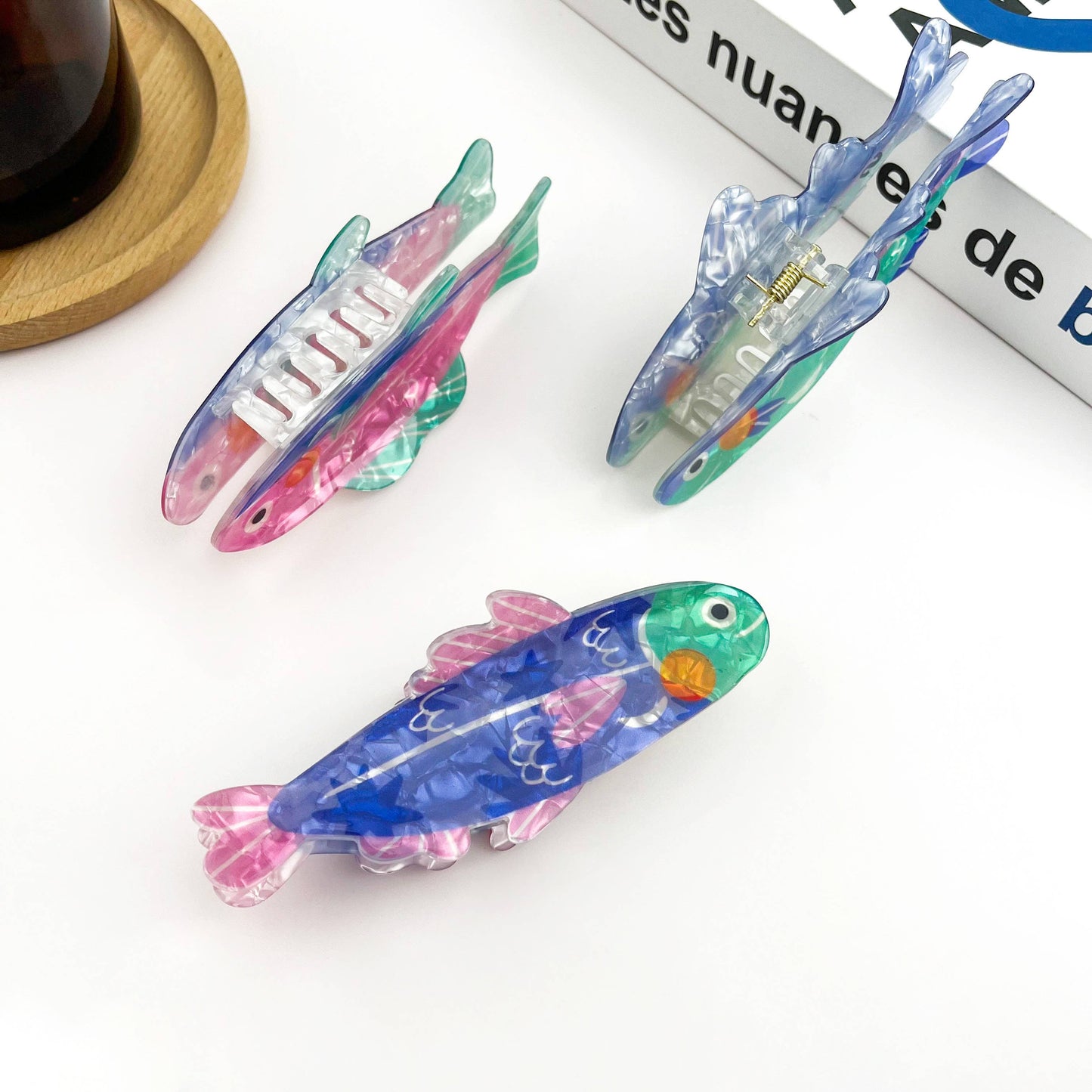 Pince à cheveux sardine bleu