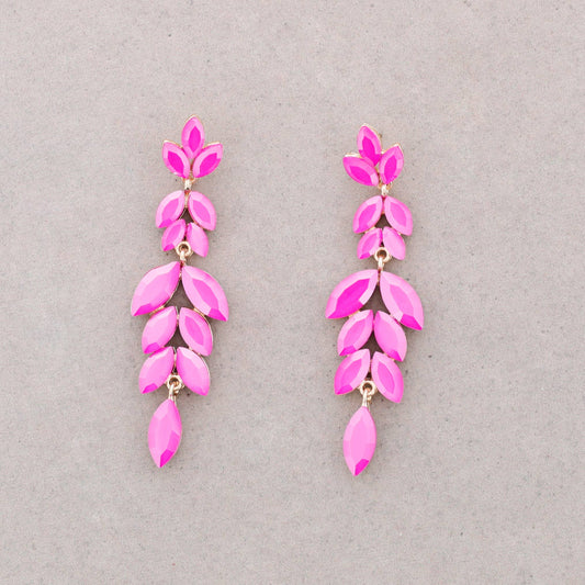 Boucles d'oreilles Feuille pendantes Fuchsia