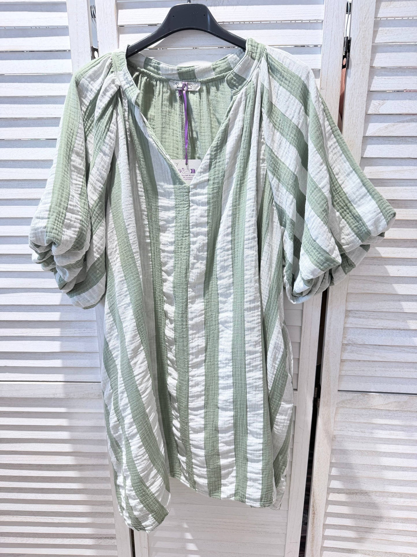 Robe rayée 100% coton: kaki / TU