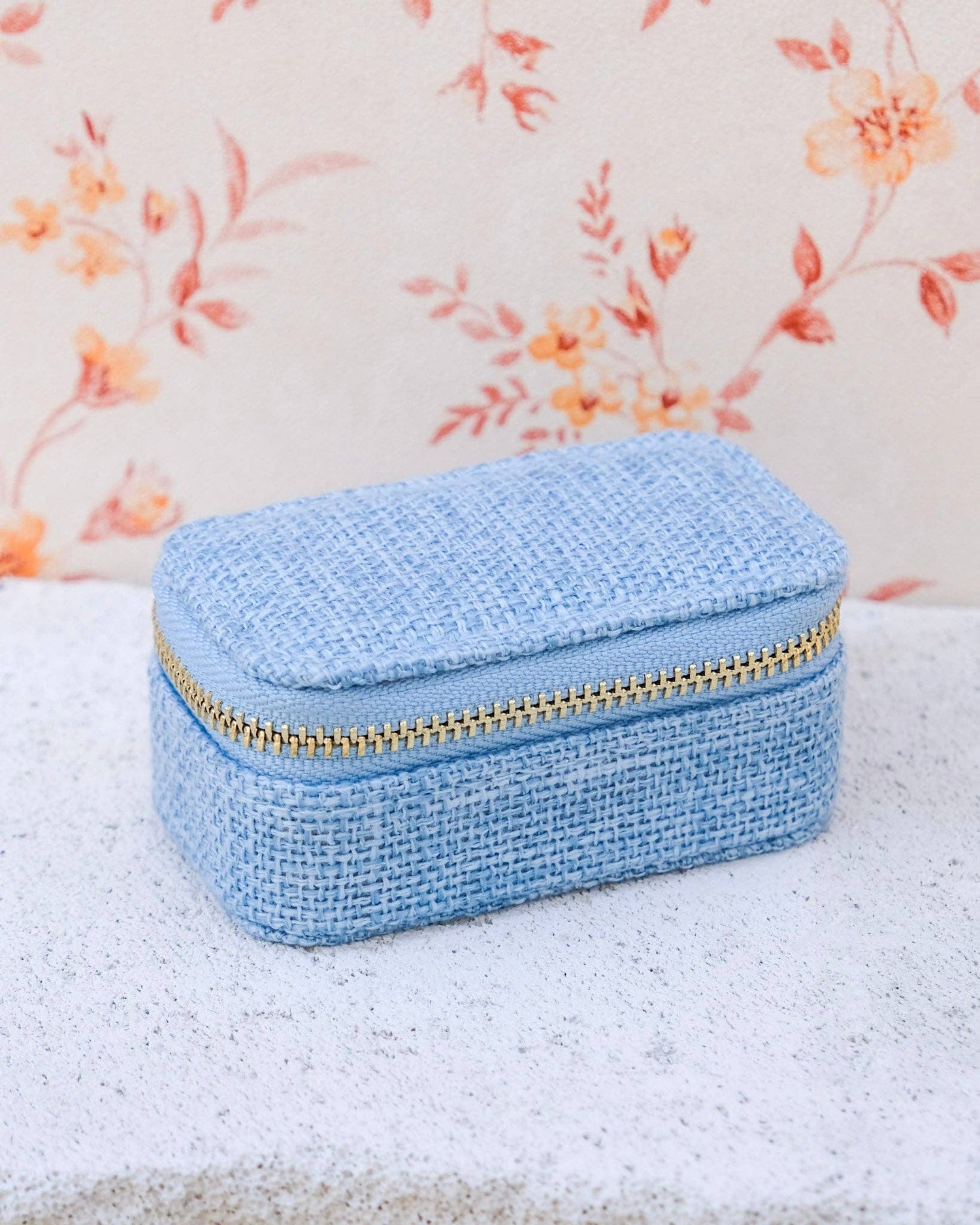 Mini boîte à bijoux de voyage Marie effet lin: Bleu - DupontDupont