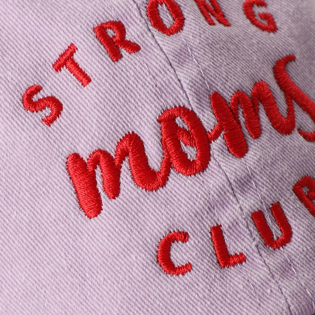 Casquette coton brodée "Strong Moms Club" Rose