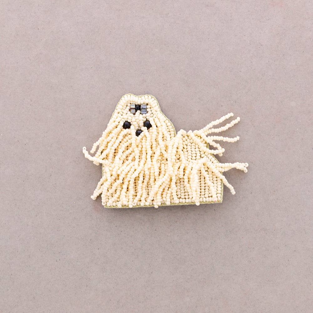 Broche Chien Perles: Blanco