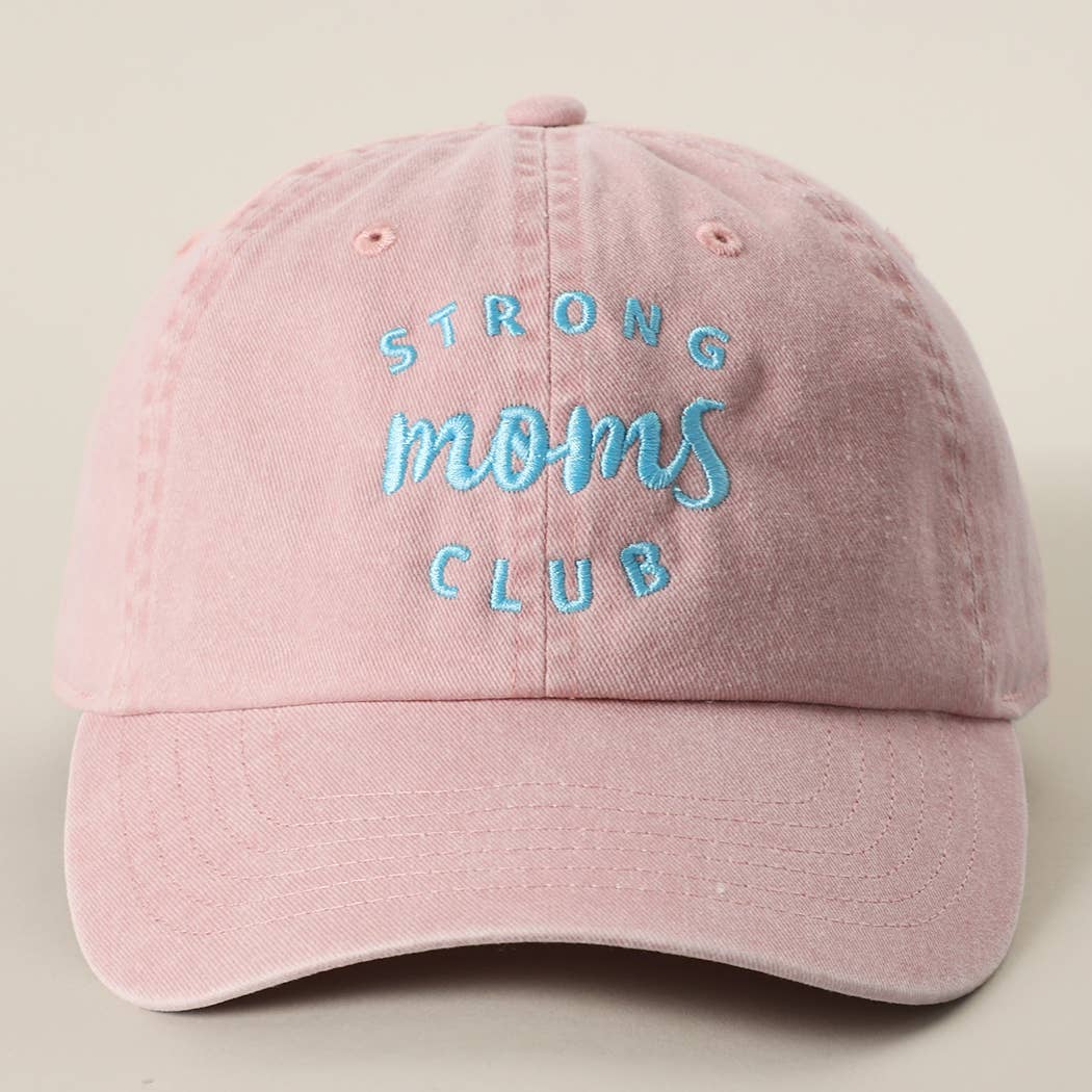 Casquette coton brodée "Strong Moms Club" Rose