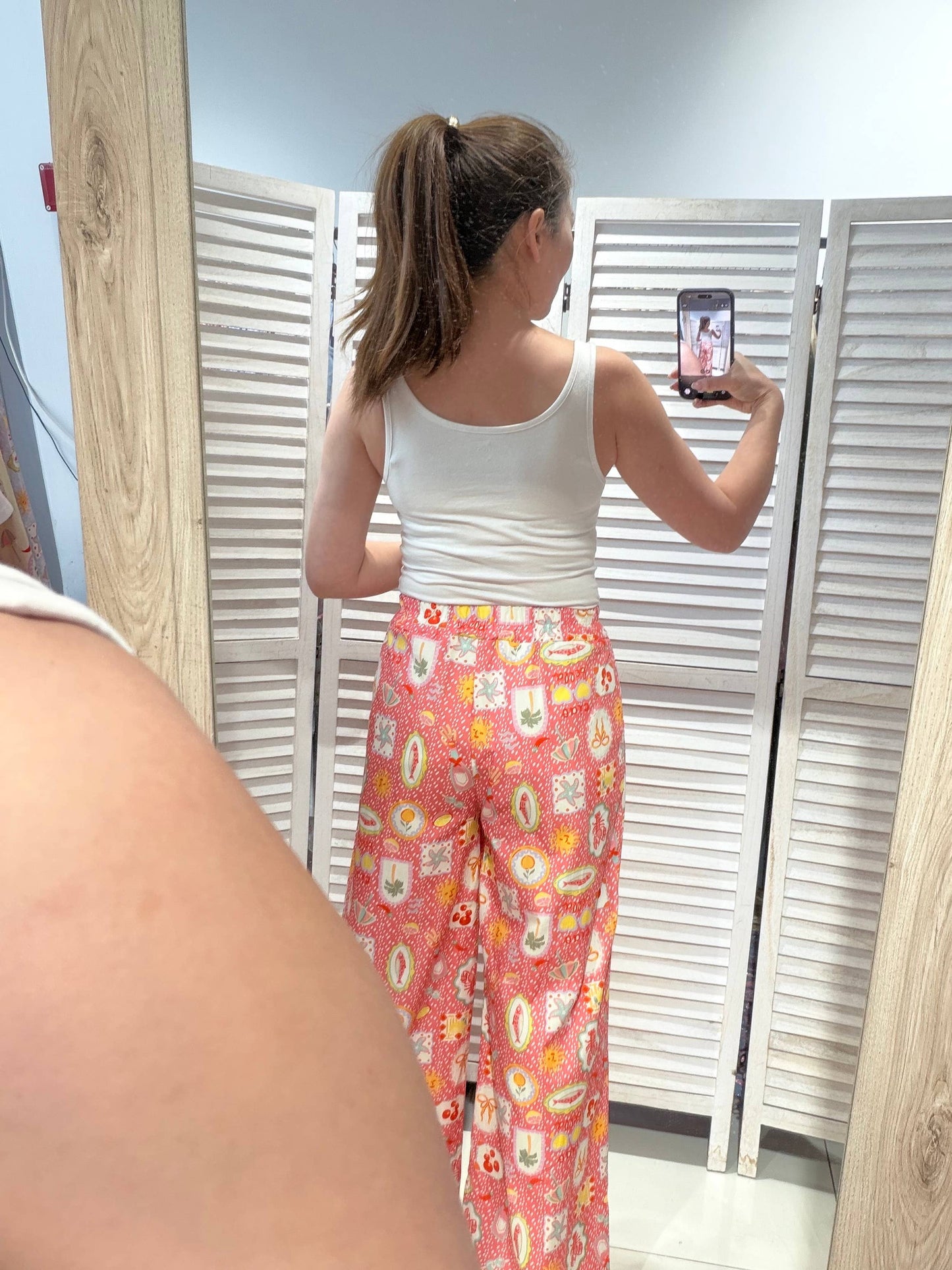 Pantalon imprimé large: Corail / TU