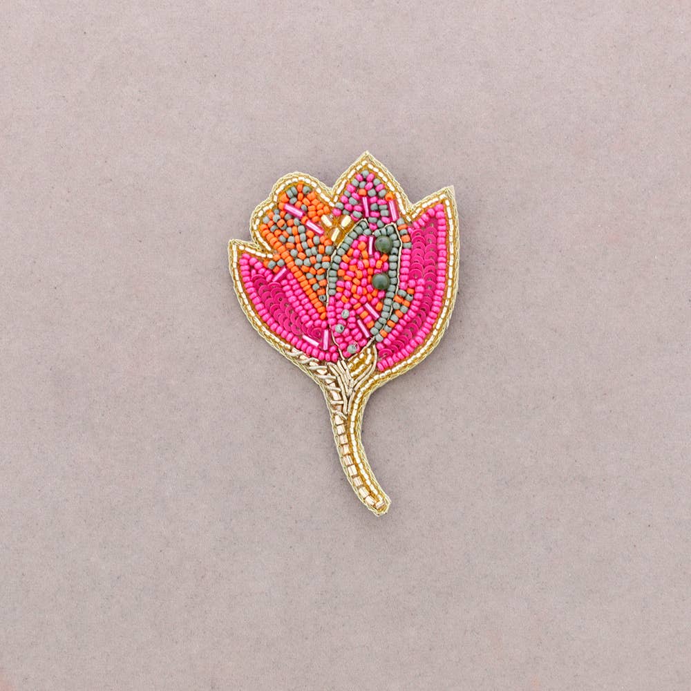 Broche Fleur Perles: Dorado