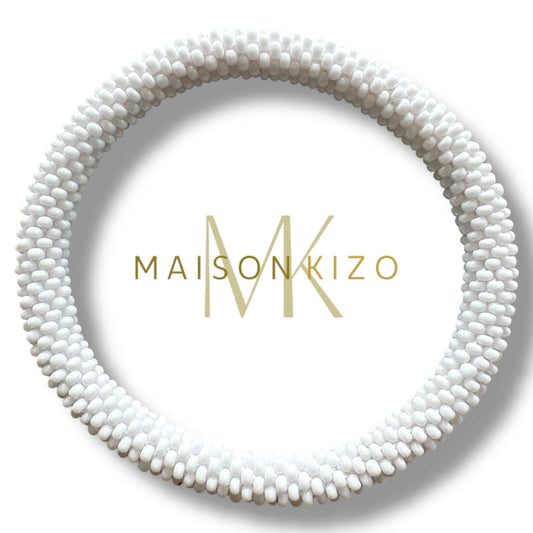 Bracelet népalais Blanc Mat