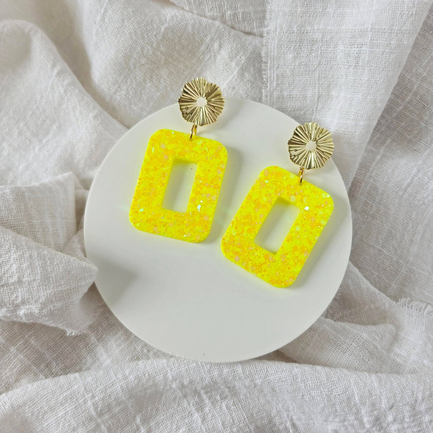 Boucles d'oreilles Suzette jaune fluo